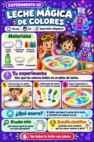 Página de actividad: Leche mágica de colores